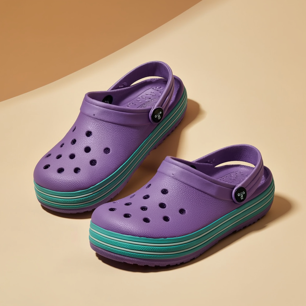 Girls Purple EVA Clogs with Striped detailing