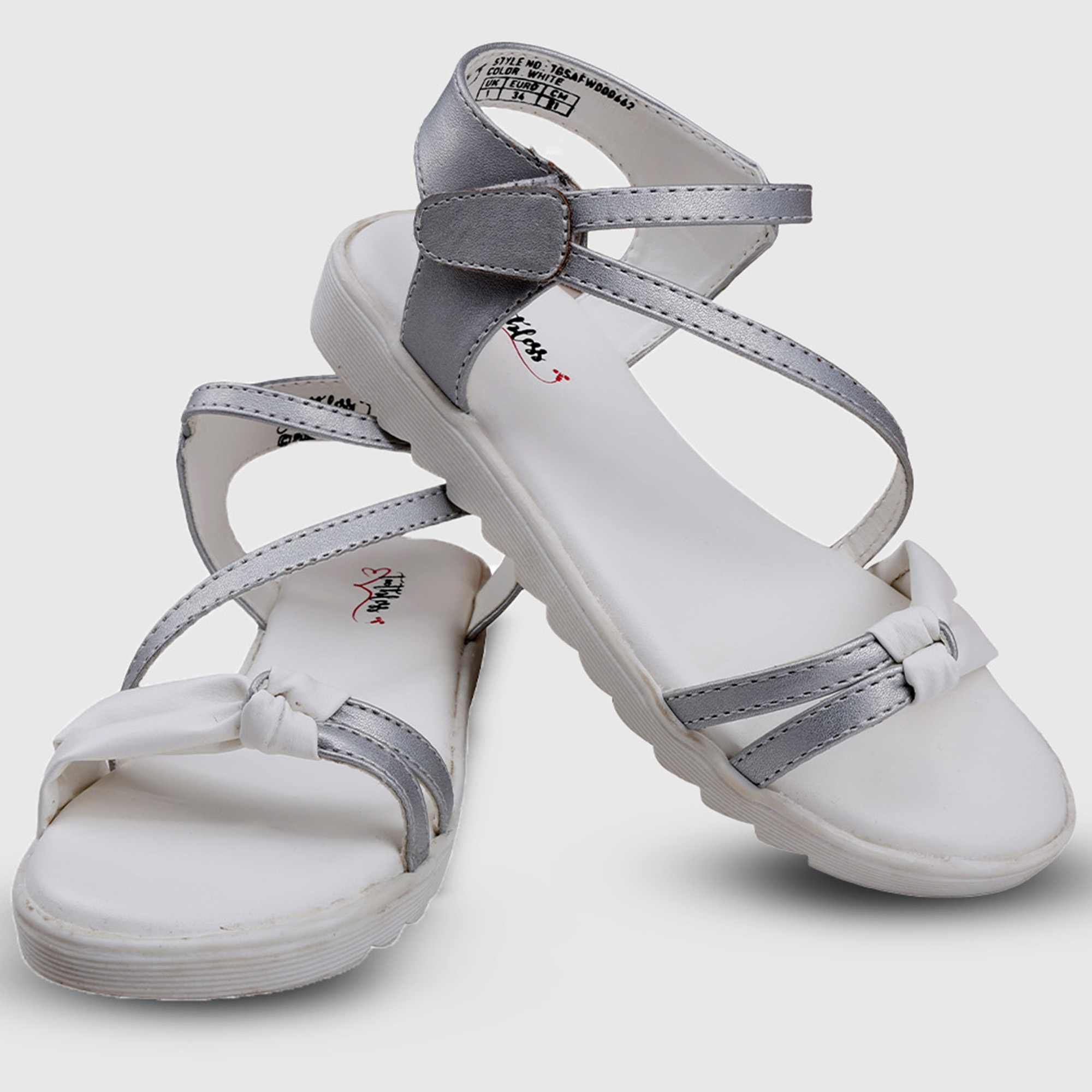 Girls White Lightweight Bow Detail Sandals