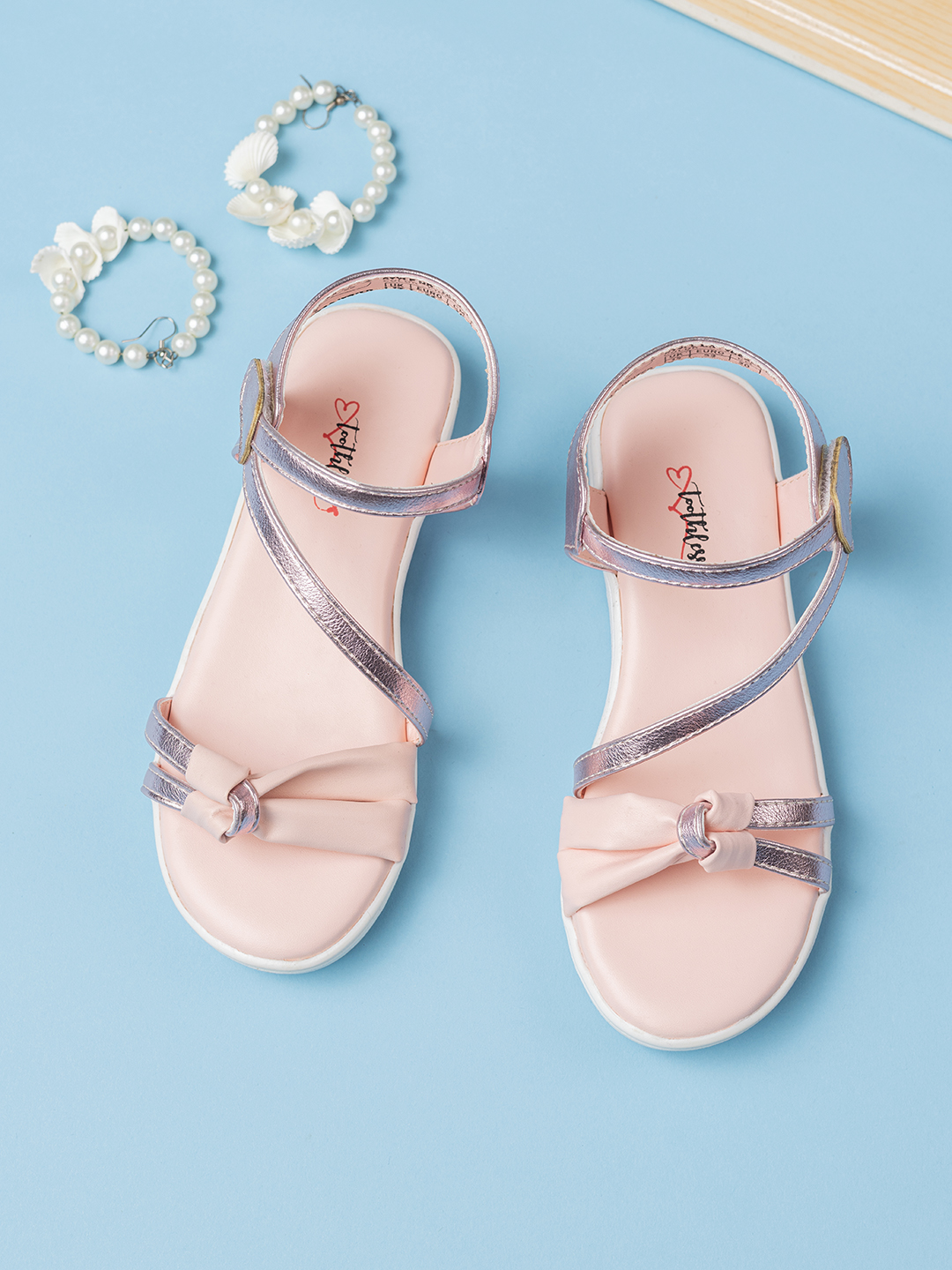 Girls Pink Lightweight Bow Detail Sandals