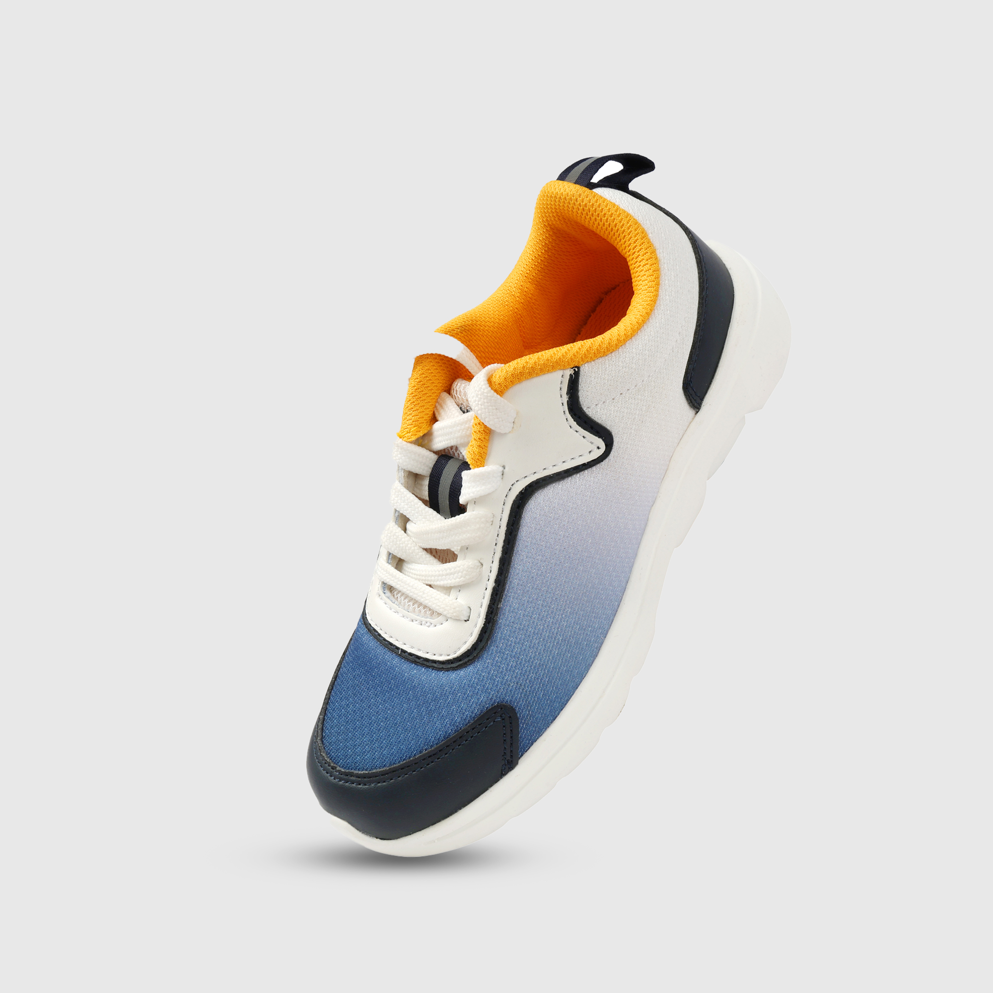 Boys White & Blue Gradient Lace Up Sports Shoes
