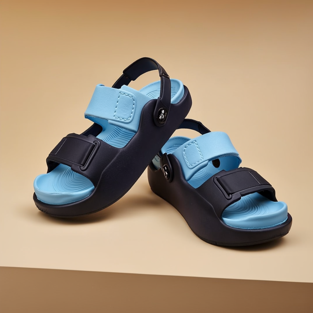 Boys Navy & Sky Blue Clogs with Adjustable Strap