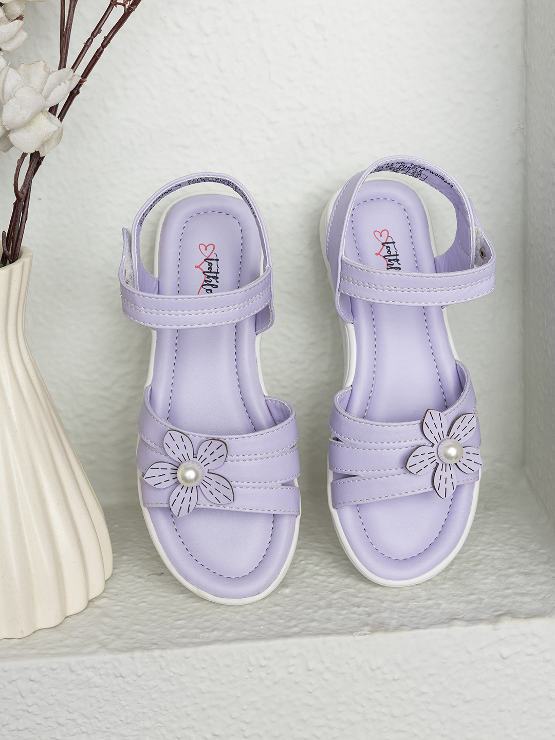 Girls Purple Floral Detail Sandals