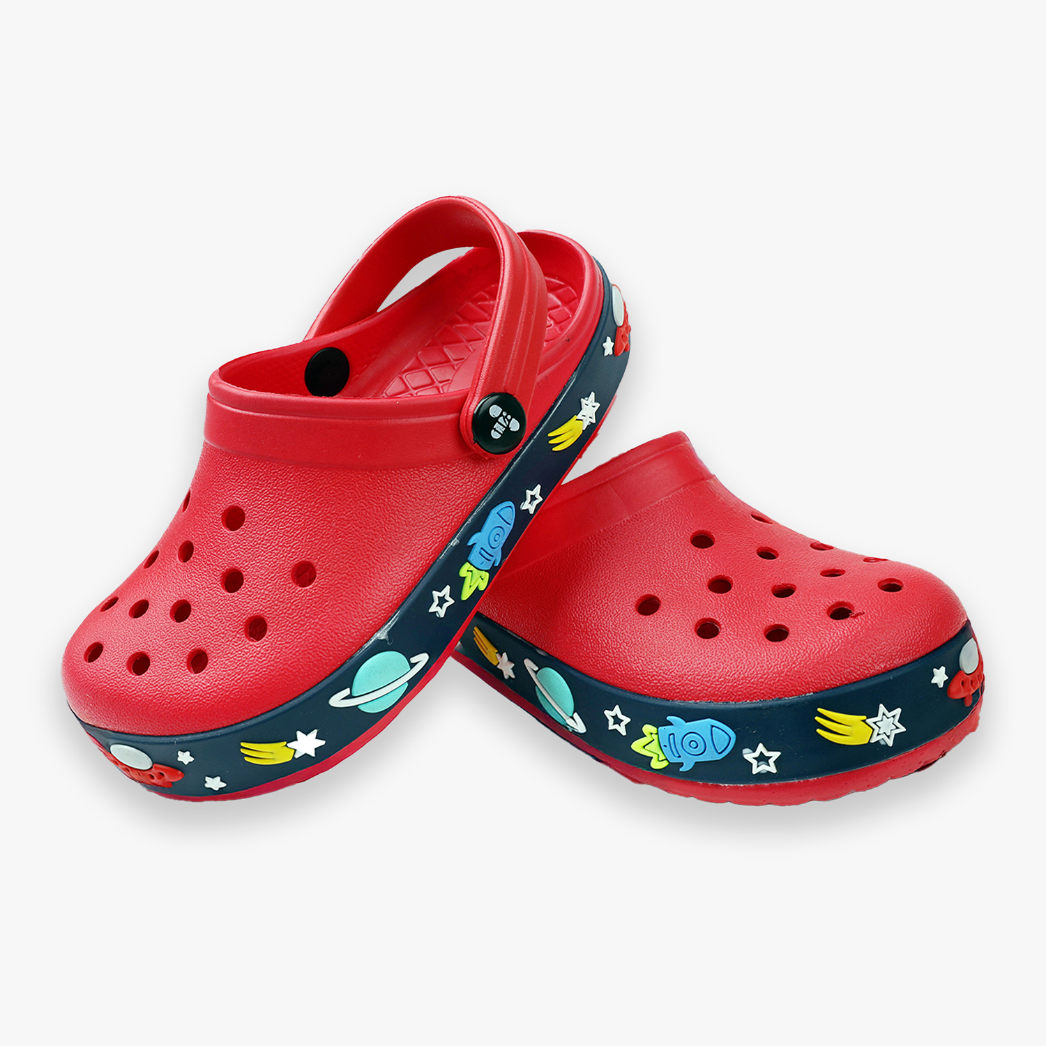 Boys Red Clogs with Space-Print Sole