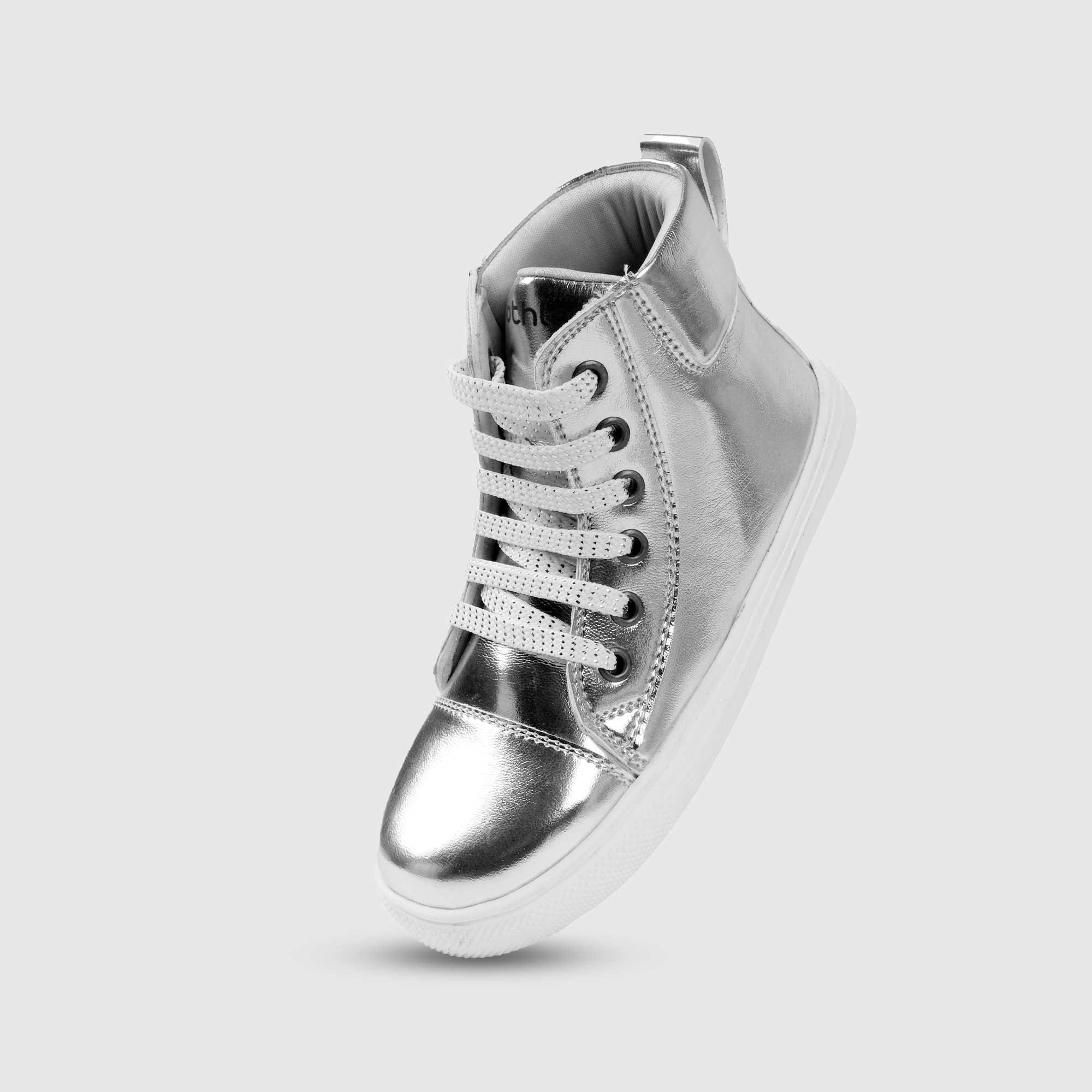 Girls Metallic Silver High Top Boots