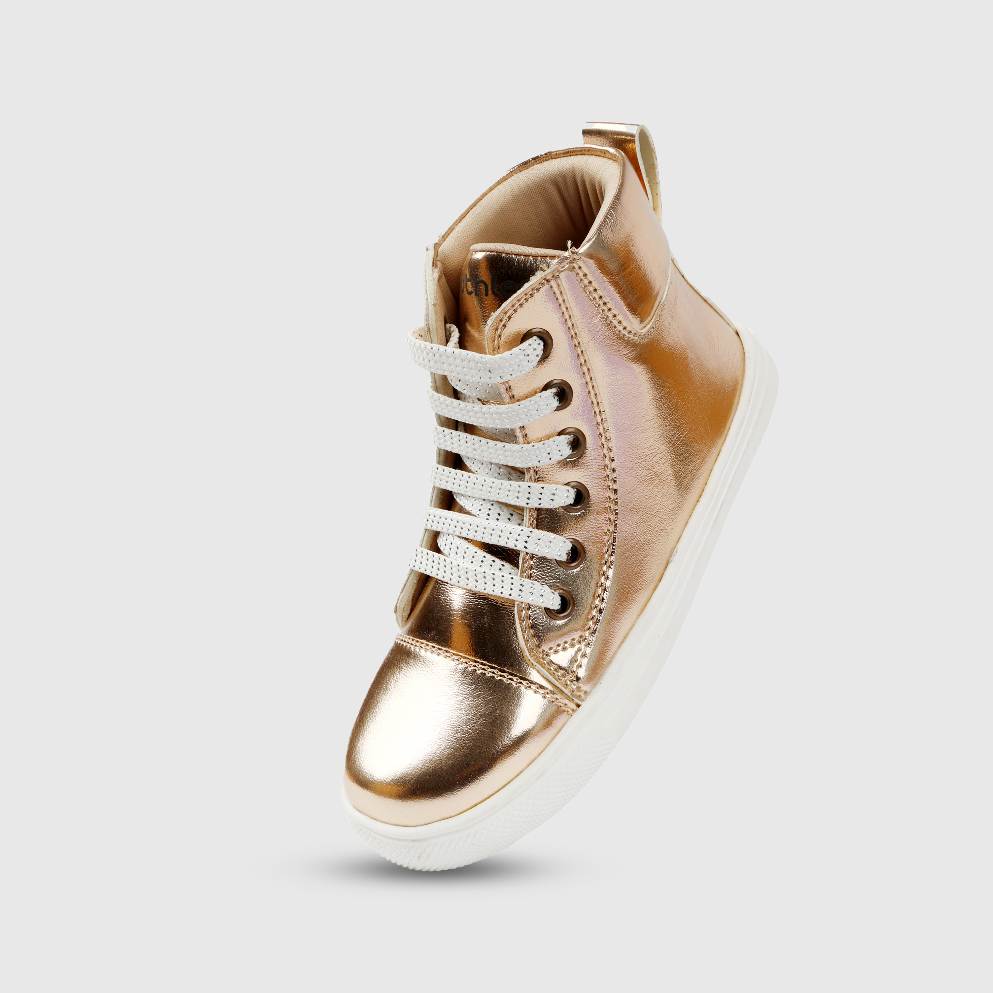 Girls Metallic Rose Gold High Top Boots